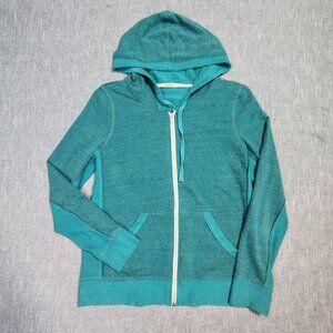 Abbot Main Hoodie Women's Large Teal Zip Up Sweatshirt Exposed Seams